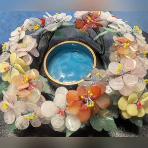 Vintage Chinese Jade Flower Style Candle Holder.